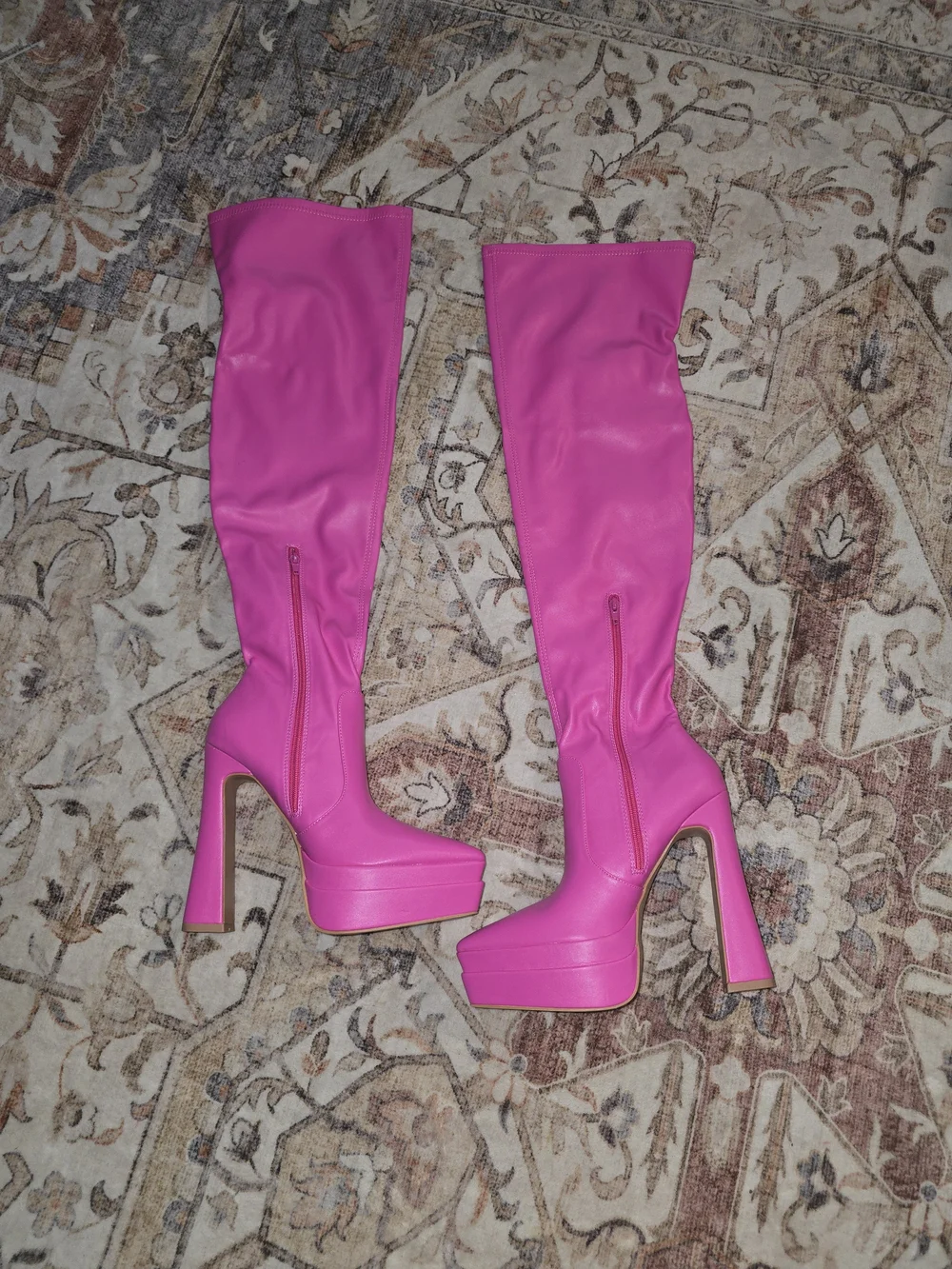 Women’s Hot Pink Platform Thigh-High Boots